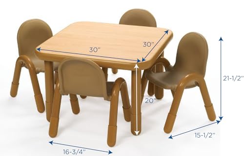 Children’s Factory Baseline Preschool 30" Square Table & Chair Set - Natural Wood by Angeles - Used condition - Image 2