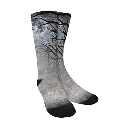 Calcetines Terror Con Luna Llena Calcetines De Tubo Medio Hombre Y Mujer Calcetines De Vestir Unisex Adulto Quarter Calcetín 40Cm