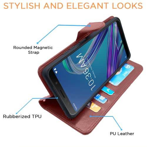Image of Pikkme Flip for Asus Zenfone Max Pro M1 (Faux Leather Brown)