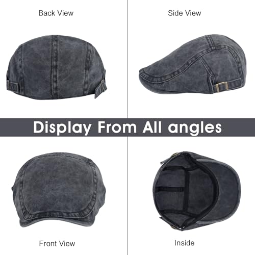 Image of 3Pcs Men's Newsboy Caps Cotton Cooling Hat Adjustable Flat Cap for Men