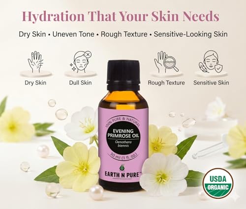 Image of Earth N Pure Evening Primrose Oil | 100% Pure & Natural | Cold Pressed | Skin Moisturization, Nourished Hair & DIY Skincare | 30ml