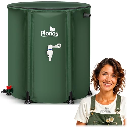 Plonos Regentonne Regenfass 200 L Mit Auslaufhahn PVC UV Beständig 70 x 60 cm Grün