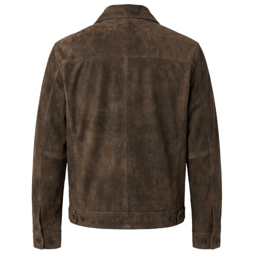Image of Men's Suede Leather Jacket Real Lambskin Suede Casual Leather Jackets For Men Suede Trucker Coat for Mens