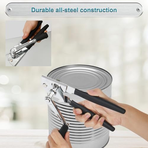 Commercial Can Opener with Magnet, Manual Heavy Duty Folding Hand Crank Can Opener Smooth Edge with Comfortable Long Handles, Fit All Size Cans, Large Cans by LEXICHER - Image 7