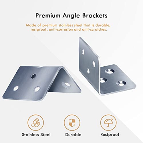Gorffy Angle Brackets 15PCS, L Bracket 30 x 30 x 38 x 1.2 mm, Stainless Steel Sleeper Brackets with 90 Screws - Image 3