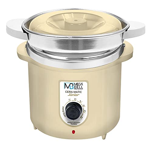 Mega Bell, Panela aquecedora de cera para depilação, Termocera, Cera-Matic Júnior, Com refil, Bivolt, 400g, Beje