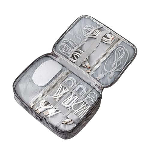 Uhngw Organizador de electrónica, Bolsa de Organizador de Cable de carga,Bolsa de viaje con 3 compartimentos - Bolsa cosmética de maquillaje multifuncional multifuncional con cremallera para el