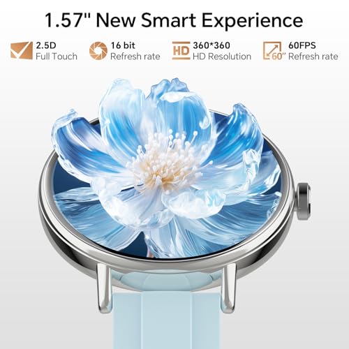 Image of Smart Watches for Men Women,Smartwatch for iPhone /Samsung /Android,(Answer /Make Call),1.57 inch HD 43mm Fitness Tracker with Heart Rate /SpO2 /Sleep Monitor,IP68 Waterproof,110+ Sport Mode,with 2 Bands