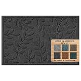 Bungalow Flooring Waterhog Door Mat, 2' x 3', Made in USA, Durable and Decorative Floor Covering, Skid Resistant, Indoor/Outdoor, Water-Trapping, Brittney Leaf Design, Charcoal