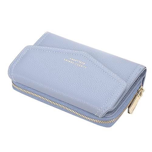 SUNAVY Geldbörse Damen Mittelgroß mit Münzfach, Geldbeutel Damen Mittelgroß Viele Fächer mit 10 Kartenfächer, Kleines Portemonnaie Damen Leder (Blau)