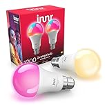Innr Zigbee Smart Bulb, Works with Hue* and Alexa (Bridge Required), White & Colour, 16 Million Colours, 50% More Brightness, B22 LED Bayonet Bulb, Dimmable, 1210 Lumen, 2-Pack
