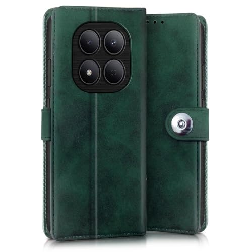 Image of WOW IMAGINE Shock Proof Flip Cover Back Case for Mi Redmi Note 15 5G 2025 | Poco M8 5G (Magnetic Button Flip Case | Wallet Pockets & Stand | Leather Finish | Forest Green)