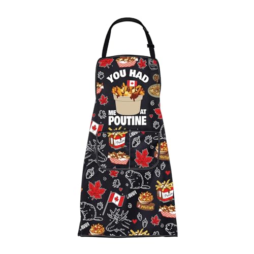 MEIKIUP Funny Poutine Apron for Poutine Lovers Gifts You Had Me at Poutine Kitchen Apron Cute Poutine Gifts for Canadian Apron (Poutine Apron-UK)