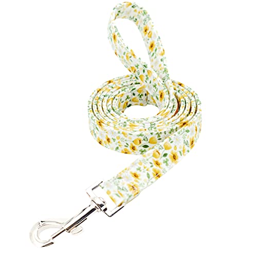 Image of Dog Leash Floral with Soft Comfy Cotton Handle，Girl Pet for Small Medium Large Dogs Cats Daily Walking（Daisy Flowers，S）