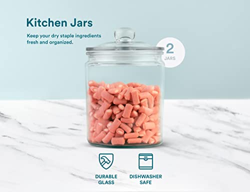 KooK Glass Storage Containers with Lids, 1/2 Gallon, Set of 2, Glass Kitchen Jars, Food & Cookie Storage Containers for Pantry, Bathroom Apothecary Canisters, Dishwasher Safe, Chalk, Label, Scoops - image 7