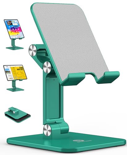OCYCLONE iPad Tablet Stand Holder for Desk, Foldable iPad Pro Holder Portable Monitor Stand, Travel Home Office Desk Accessories Compatible with 4-15.6" Kindle Tab iPhone - Green