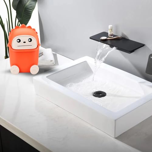 Image of Mini Trash Can with Flip Lid, Cute Monster Desk Trash Garbage Can with 100 Trash Bags, Tiny Wastebasket Trash Can for Car, Home, Office, Kitchen, Tabletop, Bedroom, Bathroom (Orange)