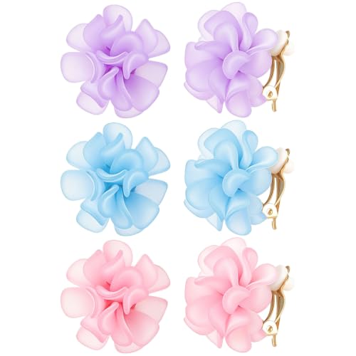 Boucles d'oreilles à clip fleur en acrylique, coffret cadeau femme