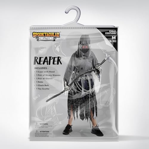 Disfraz Infantil Unisex Grim Reaper Ojos Rojos Luminosos miniatura 7