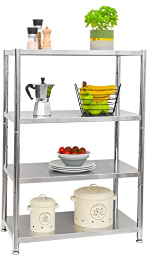 shelfr Edelstahl Regal bis 160kg - 4 Ebenen Schwerlastregal Küche...
