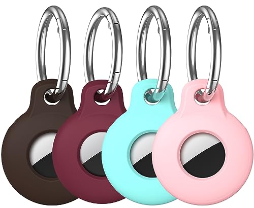 VAGAWEI Compatible with Apple AirTag, 4 Pack Silicone Keychain Case Replacement for GPS Tracker, Protective Key Ring Accessories for AirTags