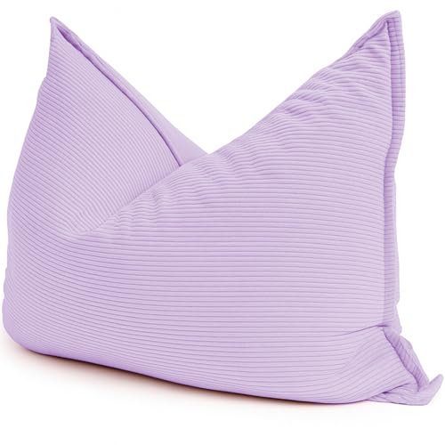 bananair - Puff Gigante de Pana Ancho, Suave y Confortable - Puff Cama con Relleno de Espuma Incluido, Óptimo Apoyo para la Espalda - Bean Bag, Sofa Puff XXL Cómodo (180x140 cm, Violeta Lila)