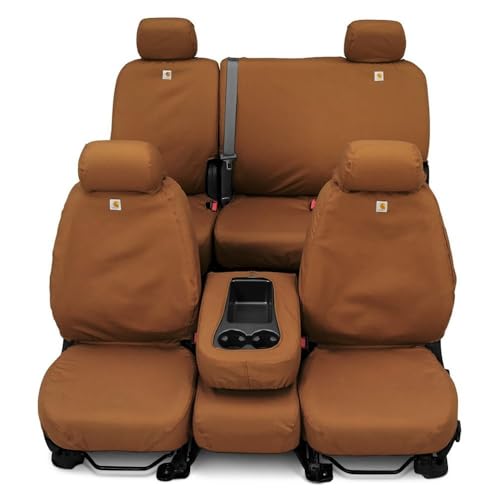 Covercraft Carhartt SeatSaver Custom Seat Covers | SSC8486CABN | 2nd Row 60/40 Bench Seat | for Select Chevrolet Silverado/GMC Sierra Models | Brown by Covercraft - Image 3