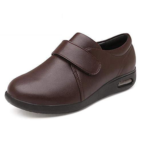qmj Diabetikerschuh Breite Fitschuhe.Ledertrainer Männer Geschwollene Füße Wanderschuhe Edema-Schuhe Extra Breite Orthopädische Komfortschuhe,Brown-44 Cover