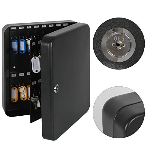 Kyodoled Key Cabinet Wall Mount,Locking Key Organizer,Key Storage Lock Box With Key,Key Management,60 Key Hooks & Tags Key Lab,12"X10"X3" Black #TOP1