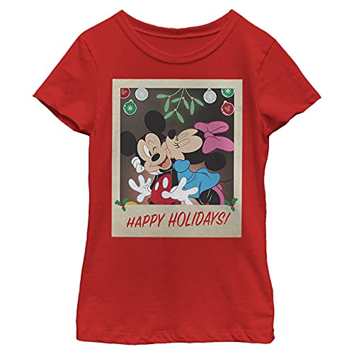 T-shirt Disney rouge de Noël pour fille idéal pour les fêtes de fin d'année