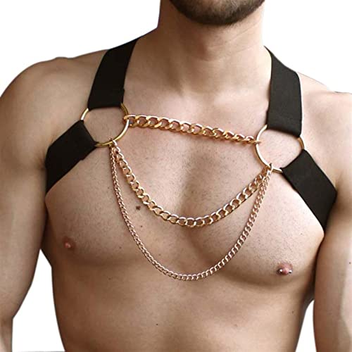 Oligage Sexy Black PU Leather Sissy Lingerie Adjustable Harness Men Belts Bondage Body (Color : Black, Size : Adjustable)