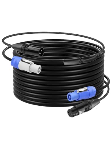 CERRXIAN 16.4 FT PowerCon and DMX Extension Cable, 13AWG AC Power DMX 3Pin XLR Signal Combo Cables for Stage Lighting, Concerts, Events
