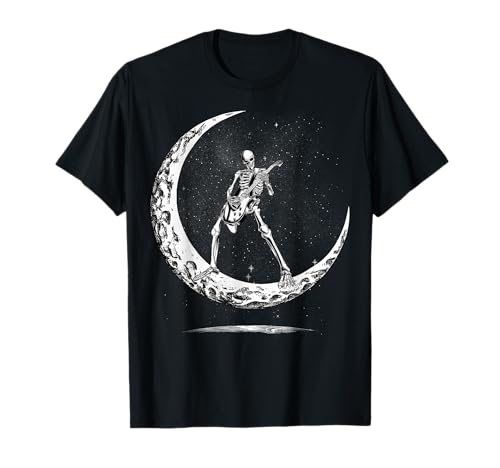 Skeleton Playing Guitar Rock And Roll Band Halloween Men Kid T-Shirt