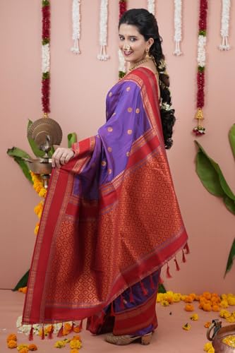 Image of SGF11 Women's Kanjivaram Pure Soft Silk Saree With Unstitched Blouse Piece