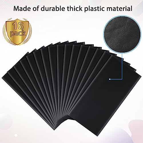 Image of 16 Pack Black Plastic Tablecloth for Rectangle Tables, Premium Decorative Black Disposable Table Cloths for Parties, Bulk Rectangle Party Table Cover for Birthday, Wedding, Anniversary, 54 x 108 Inch