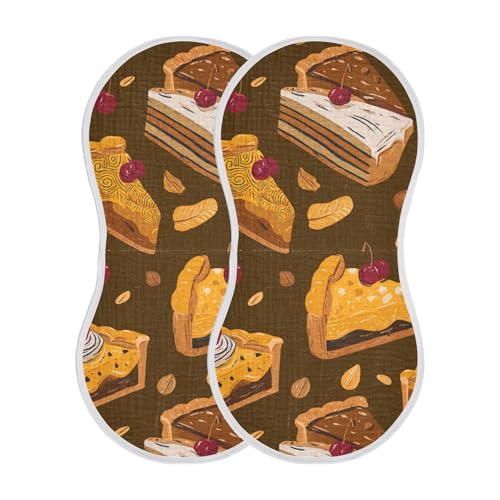 Thanksgiving Pumpkins Pies Burp Cloths Baby Boys Girls Absorbent Soft Cotton Burping Cloths Rags, 2 Pack