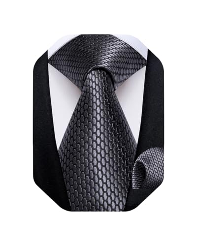 Image of DiBanGu Mens Solid Color Tie and Pocket Square Set Woven Silk Plain Necktie & Handkerchief for Men Wedding Party Formal