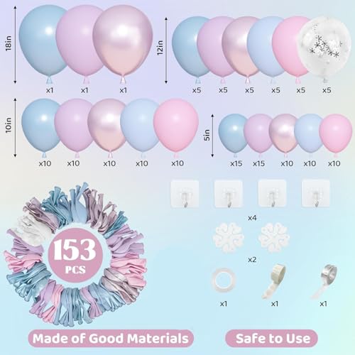 Image of Amandir 153pcs Pink Purple Blue Balloons Arch Garland Kit Different Sizes