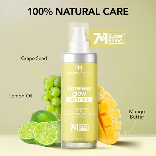 Image of Botanic Hearth Timeless Glow Anti-Aging Body Oil with Vegan Collagen & Stem Cell Extract | Firming Massage Oil for Youthful Glowing Skin | For Women & Men | 100ml