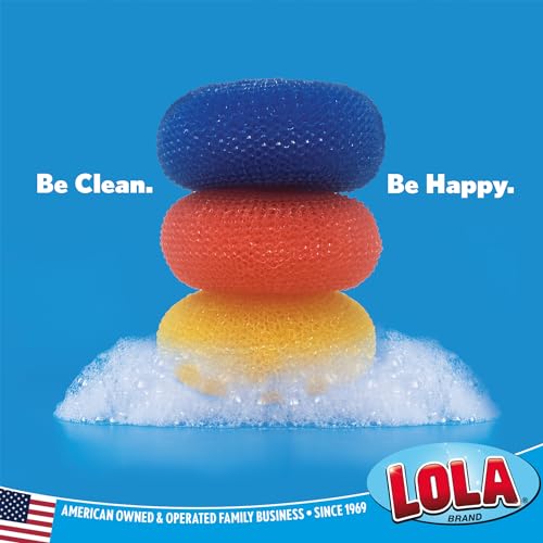 Image of Plastic Mesh Scouring Pads 36 Pk Non-Scratch Dish Scrubbers to Clean Dishes, Assorted Colors - Red, Blue & Yellow