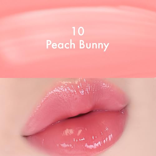 Image of Amuse SEOUL Daisy Flower Dew Tint (10 PEACH BUNNY) - Glossy Moisturizing Lip Stain, Watery Glow Lip Tint, Long Lasting Color, Dewy Finish, Vegan, Korean Beauty Makeup