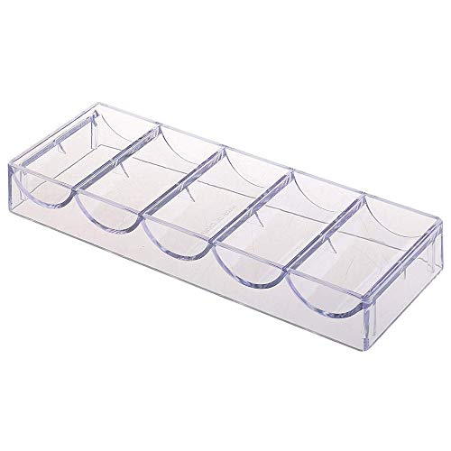 POFET 5 Stück Acryl Poker Chips Tablett 100 Chips Aufbewahrungskoffer für Party Home Casino Spiel 20,5 x 7,8 x 2,8 cm ohne Abdeckung