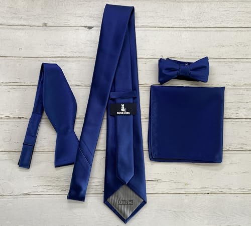 Image of KissTies 6PCS Satin Pocket Square Plain Color Handkerchief Gift Set