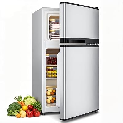 Tehanld 3.55 Cu.Ft Refrigerator with Freezer for Bedroom Dorm, Silver