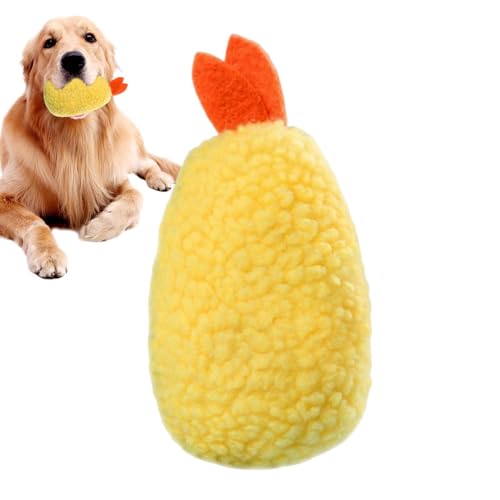 Juguetes de peluche para perros: juguetes para mascotas, forma de camarón frito, animales de peluche suaves y chirriantes, juguetes indestructibles para la dentición, juguetes para mascotas,