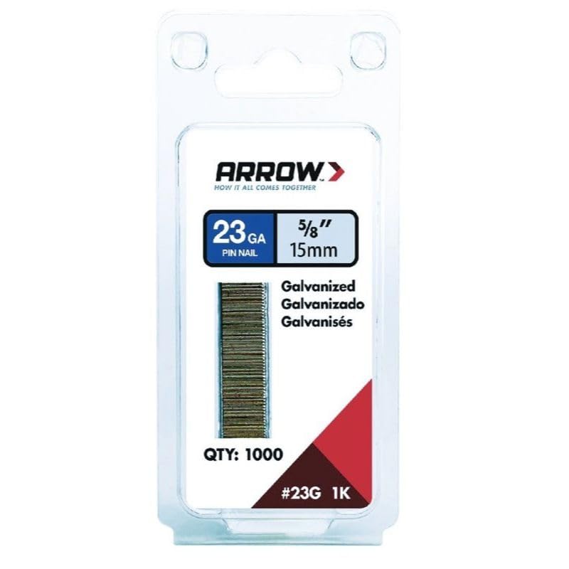 6 Pack Arrow Fastener 23G15-1K 5/8 Inch 23 Gauge Galvanized Pin Nail - 1000 Pack