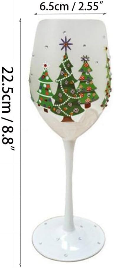 Crystal Wine Glasses - Hand Painted Christmas Theme - Set of 2 (Snowflake)