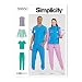 Simplicity SS9650A Unisex Knit Scrubs Sewing Pattern Kit, Code S9650, Sizes XXS-XS-S-M-L-XL-XXL