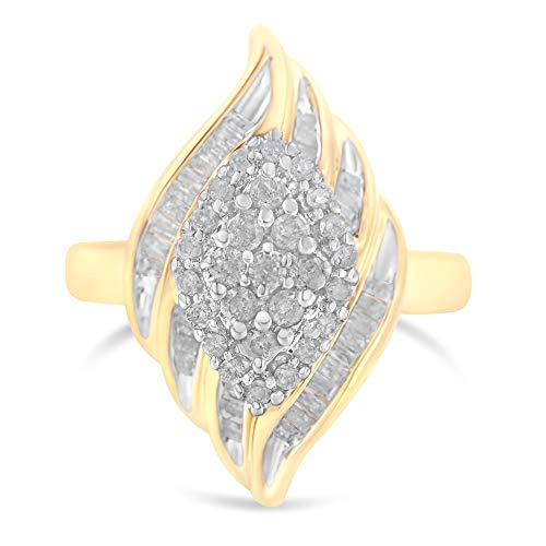 Original Classics 10K Yellow Gold Diamond Cocktail Ring (3/4 Cttw, I-J Color, I2-I3 Clarity) - Size 7
