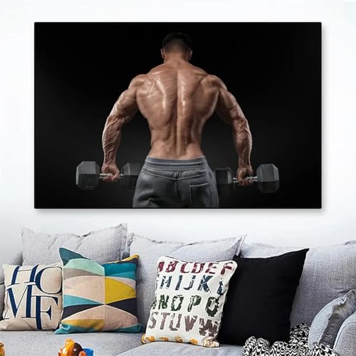 Affiche halterophilie noire en impression sur toile de motivation fitness cadre 20x30cm